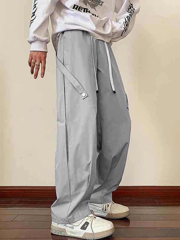 Men's Thin Drawstring Wide Leg Pants-1
