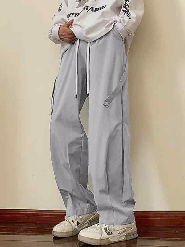 Men's Thin Drawstring Wide Leg Pants-2