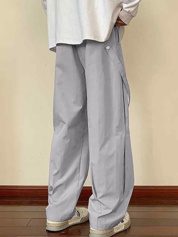 Men's Thin Drawstring Wide Leg Pants-3