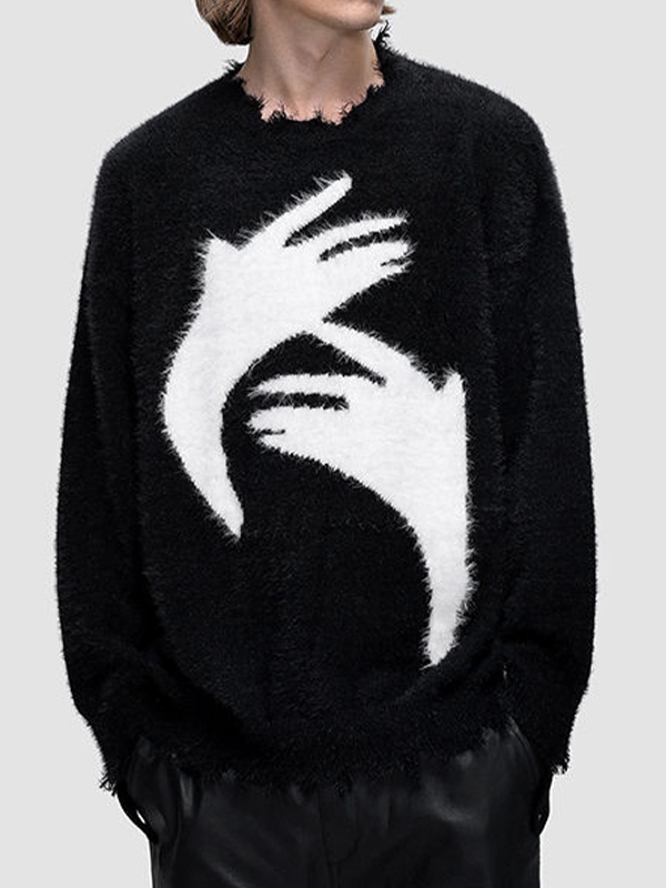Men's Plush Abstract Jacquard Sweater-1