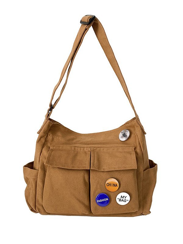 Badge Design Large Crossbody Bag-4